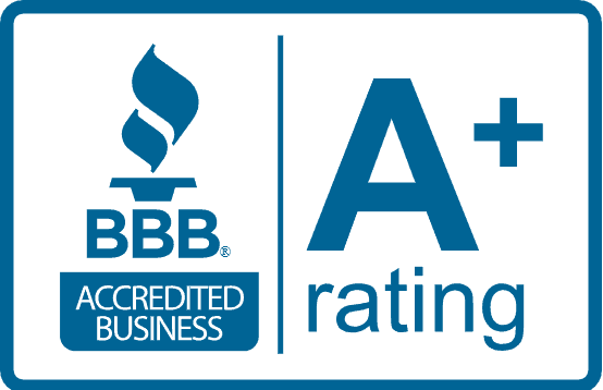 Logo Recognizing Pete Olson Injury Law's affiliation with BBB A+ Rating