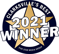 Logo Recognizing Pete Olson Injury Law's affiliation with Clarksville Best Award 2021