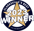 Logo Recognizing Pete Olson Injury Law's affiliation with Clarksville Best Award 2023