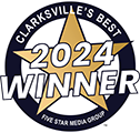 Logo Recognizing Pete Olson Injury Law's affiliation with Clarksville Best Award 2024